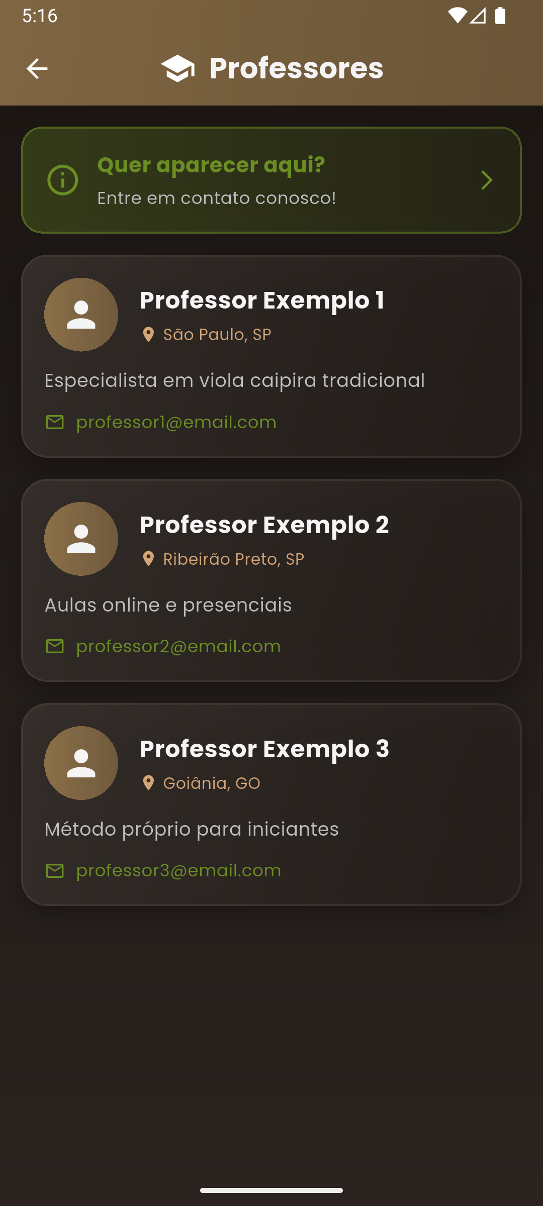 Diretório de professores